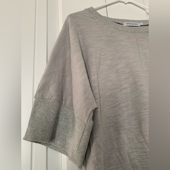 MissLook gray tshirt with banded arm - Picture 2 of 6